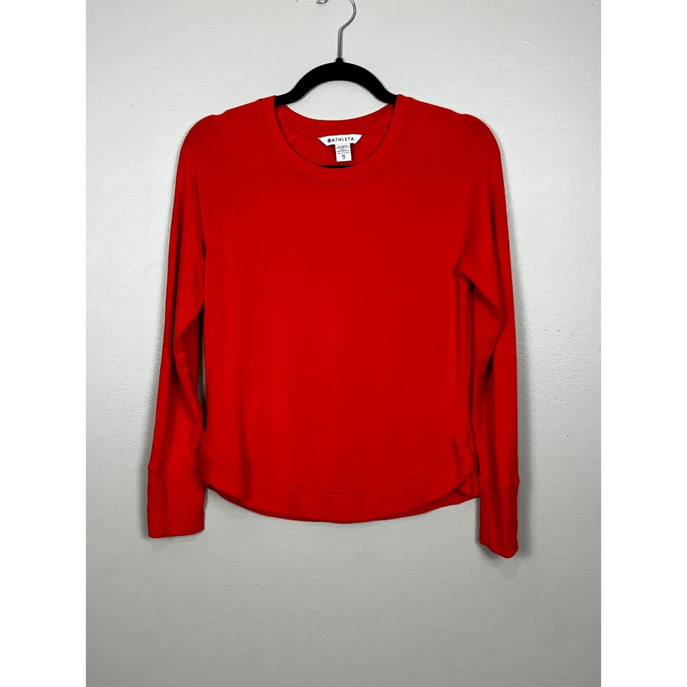 Athleta Mindset Sweatshirt Womens XS Orange Modal Blend Raglan Sleeve Crew Neck